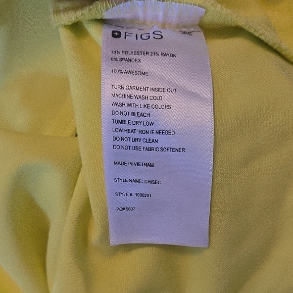 Men's Figs Yellow Short Sleeve Scrub Top Crew Neck - Picture 2 of 4